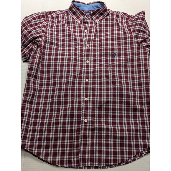 Chaps Easy Care Size M Mens red  Plaid Long Sleeve Button Down Collar Shirt - Picture 1 of 6